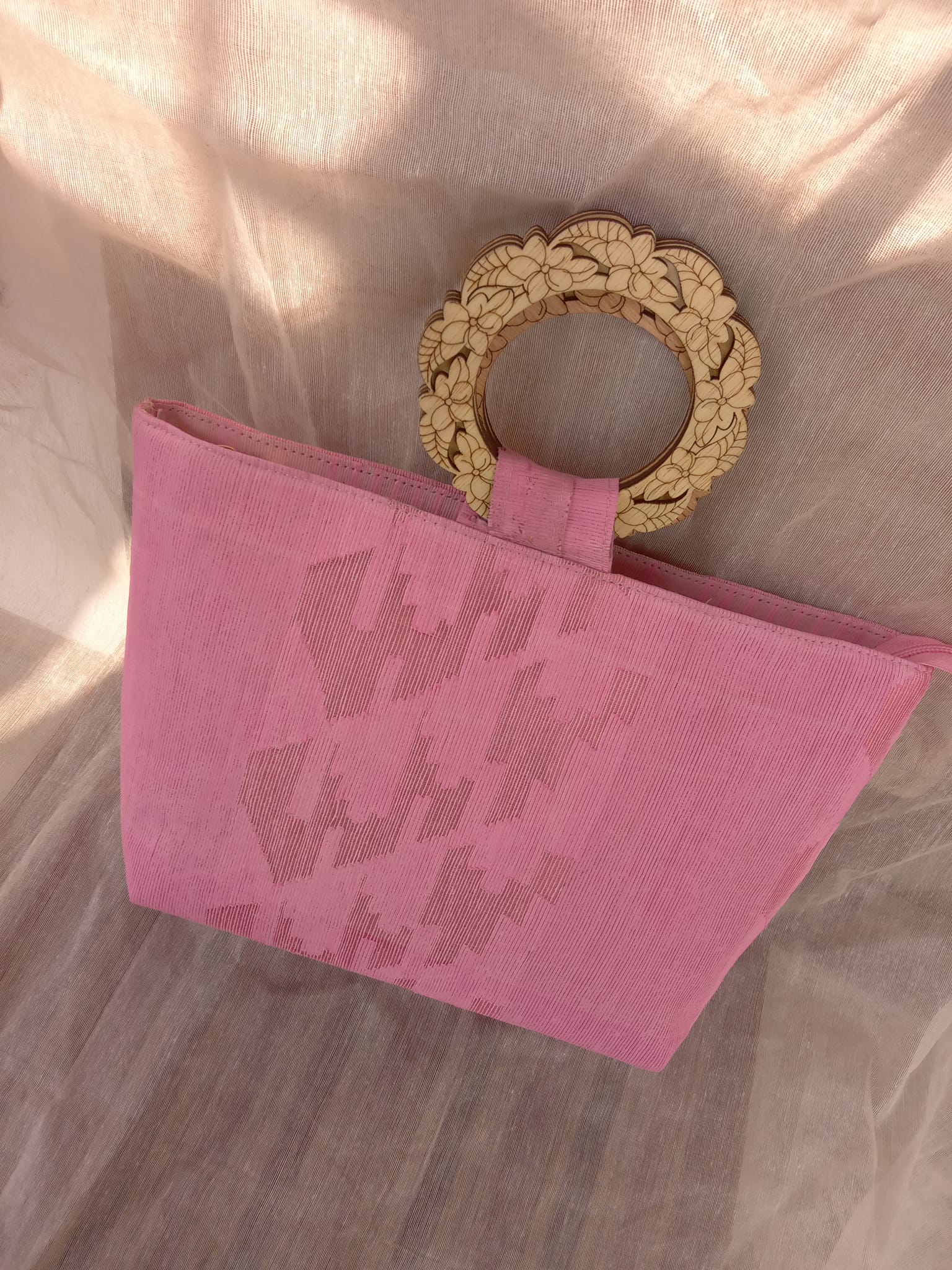 Jamdani Purse (Golden Pink)